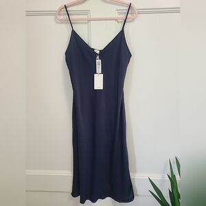 NWT $118 Wilfred Effortless Satin Midi Slip Dress Admiral Navy Blue Sz XL